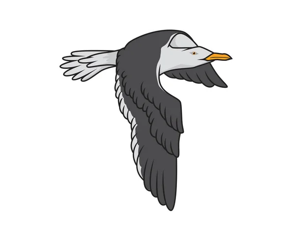 Detaillierte Fliegende Möwe Illustration Vektor — Stockvektor