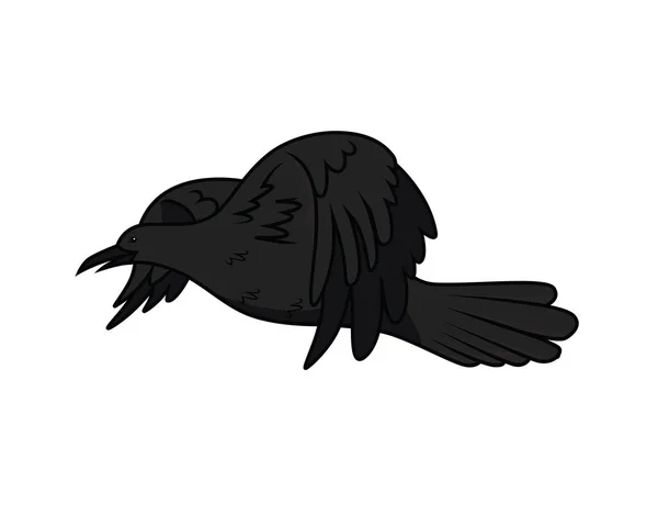 Detailed Flying Raven Crow Illustration Vector — стоковий вектор