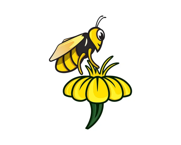 Bee Sucking Nectar Flower Illustration Vector — Stock Vector