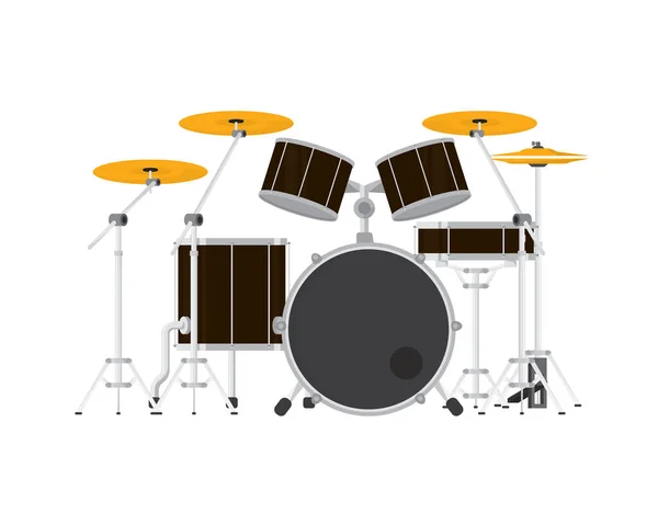 Dettagliato Drum Set Strumento Percussione Illustration Vector — Vettoriale Stock
