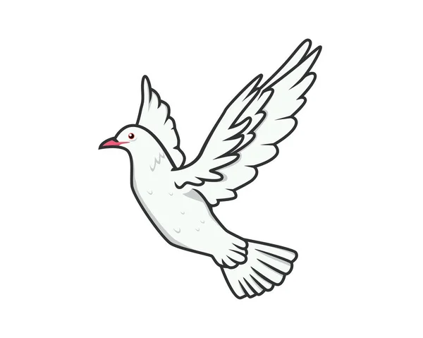 Detailed Flying White Pigeon Illustration Vector — Stock Vector