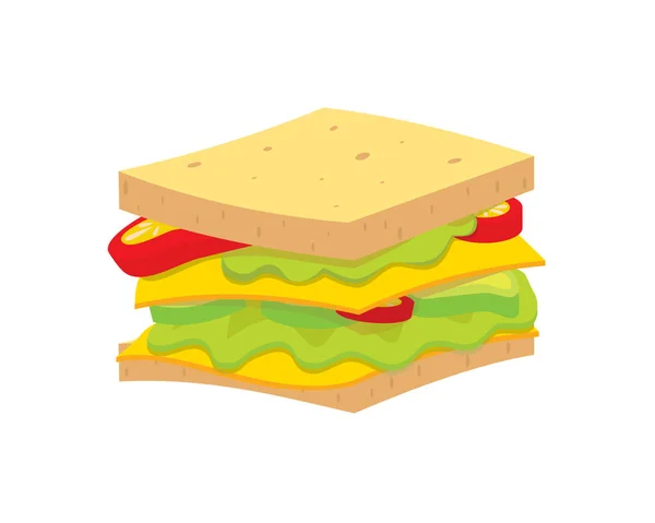 Detail Delicious Rectangle Sandwich Illustration Vector - Stok Vektor