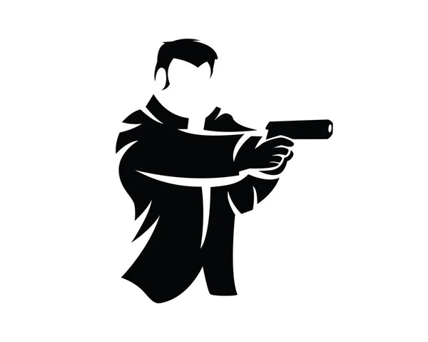 Uomo Tiro Pistola Posa Illustrazione Con Silhouette Stile Vettoriale — Vettoriale Stock