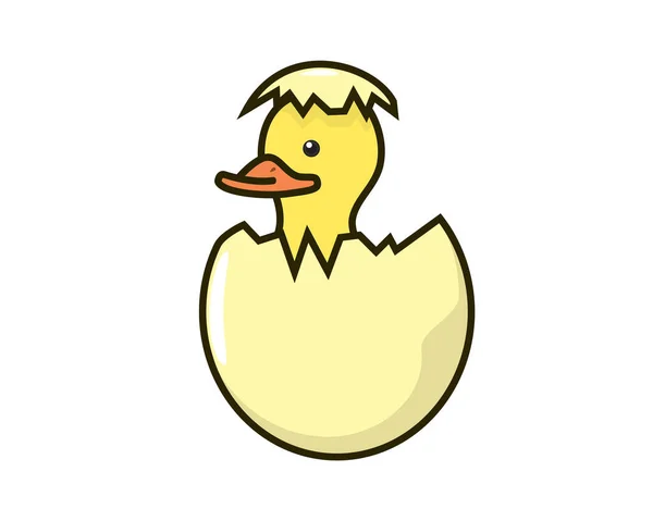 Duck Baby Emerges Hatching Egg Illustration — Stockový vektor