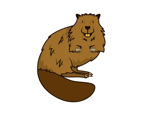 Gedetailleerde Bever Met Staande Gebaren Illustratie Vector — Stockvector