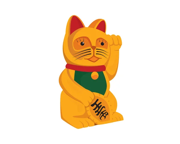 Gedetailleerde Chinese Waving Lucky Cat Illustratie Vector — Stockvector