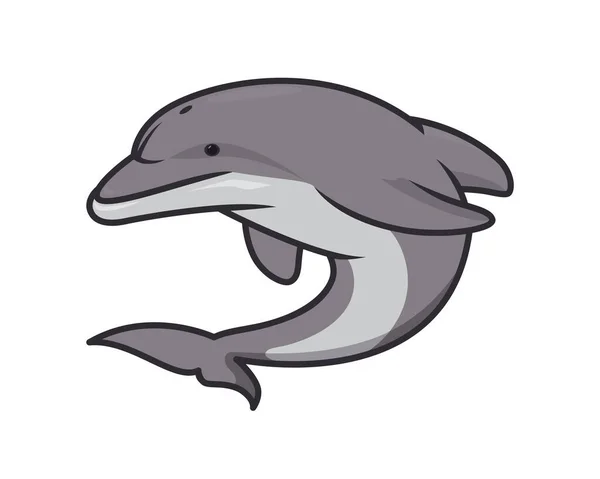 Detaljerad Söt Dolphin Hoppa Gesture Illustration Vektor — Stock vektor