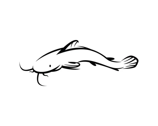 Simning Catfish Clarias Och Lele Illustration Med Silhouette Style Vector — Stock vektor