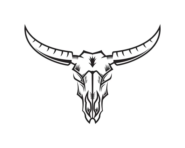 Bull Skull Illustrazione Con Silhouette Style Vector — Vettoriale Stock