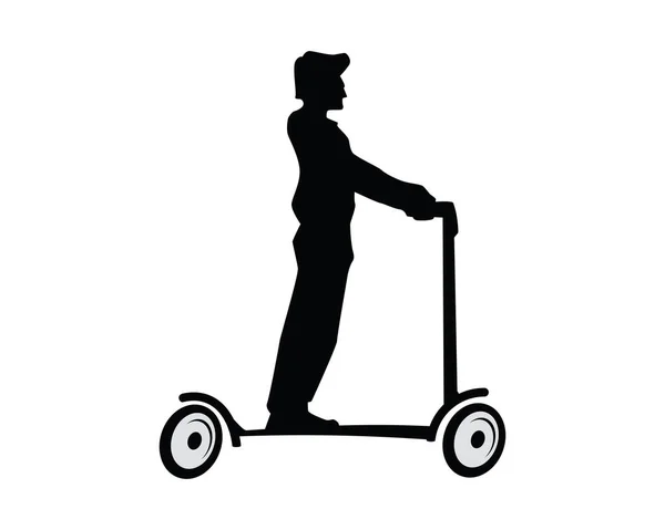 Ein Mann Fährt Scooter Silhouette Vector — Stockvektor