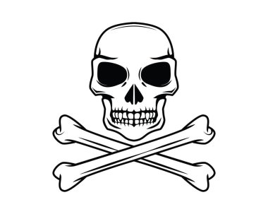 Skull with Crossed Bones Illustration with Silhouette Style Vector clipart