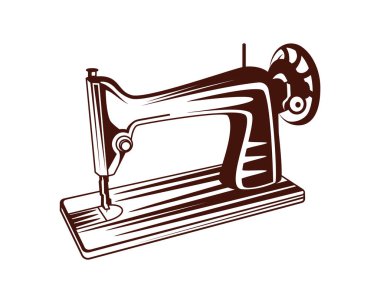 Siluet Biçimli Vintage Dikiş Makinesi İllüstrasyonu