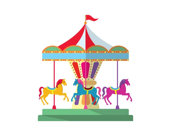 Carousel Amusement Park Element Illustration Vector — 스톡 벡터