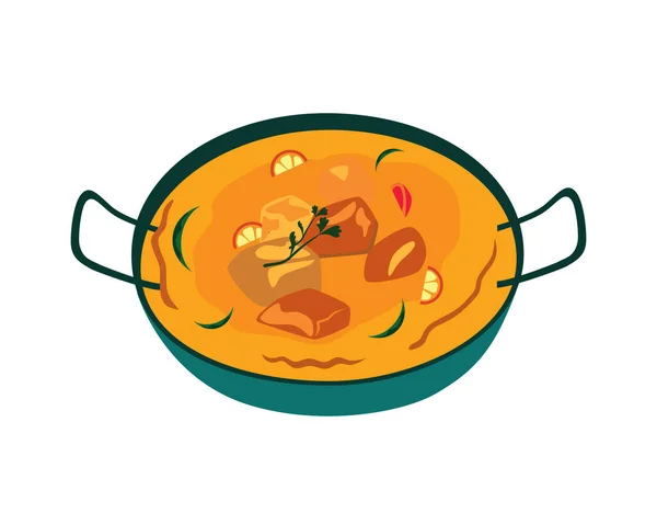 Detailed Curry Wok Illustration Vector — Stock Vector