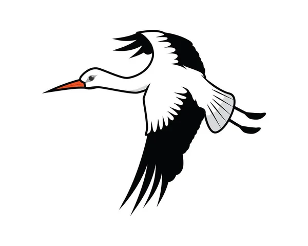 Detaljerad Flygande Stork Illustration Vektor — Stock vektor