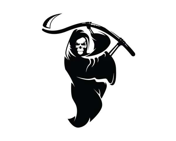 带轮廓矢量的Scythe画图的Grim Reaper — 图库矢量图片