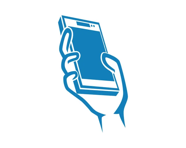 Mão Segurando Uma Ilustração Smarthphone Com Vetor Estilo Silhueta — Vetor de Stock