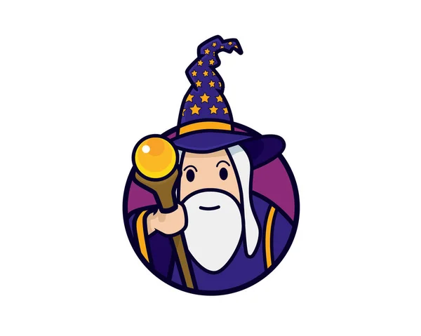 Wizard Symbool Met Cartoon Style Illustratie Vector — Stockvector