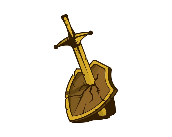 Sword Breaking Shield Illustration Vektor — Stockvektor