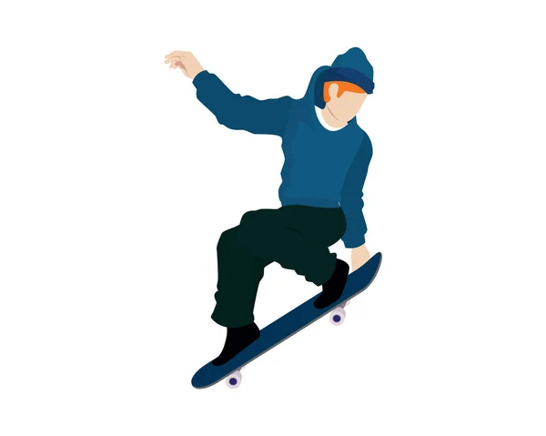 Niño Saltando Skateboard Ilustración Vector — Vector de stock