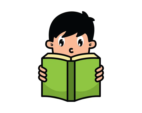 男孩阅读书籍图解向量 — 图库矢量图片