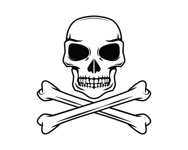 Череп с раздробленными костями и вектором силуэта