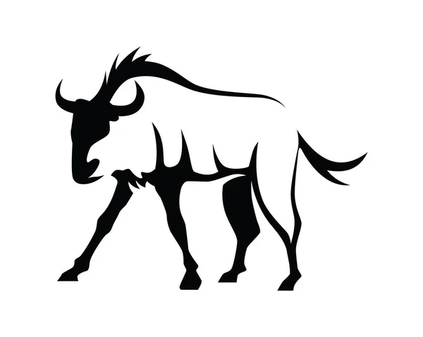 Wildebeest Illustration Silhouette Style Vector — 스톡 벡터