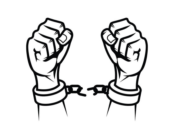 Сломанные наручники как символ свободы с вектором стиля силуэта