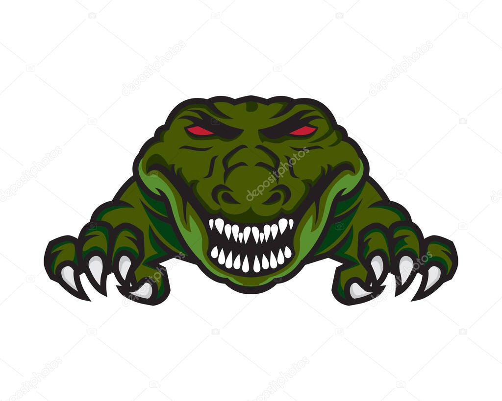 Detailed Scary Crocodile with Ready to Attack Gesture Illustration Vector