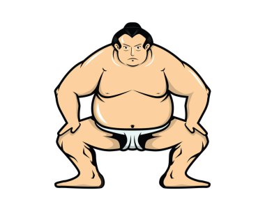 Crouch Stance Hareketi Çizim Vektörüyle Ayrıntılı Sumo