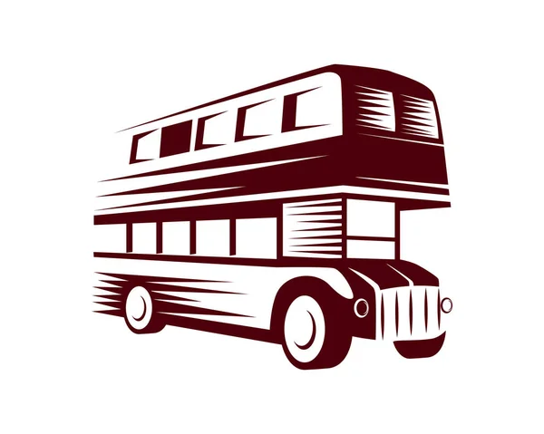 Double Decker Bus Illustration Silhouette Style Vector — Stock Vector