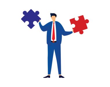 İş Adamı Bulmacaları Çözme Sorunu Sembolize Ediyor Ya da Bulunmuş Çözüm Vektörü