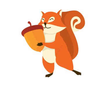 Şirin ve Sevimli Sincap Kucaklayan Mısırlı Çizim Vektörü