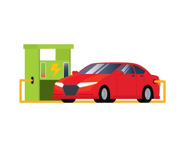 자동차 Charging Electric Vehicle Charging Station Illustration Vector — 스톡 벡터