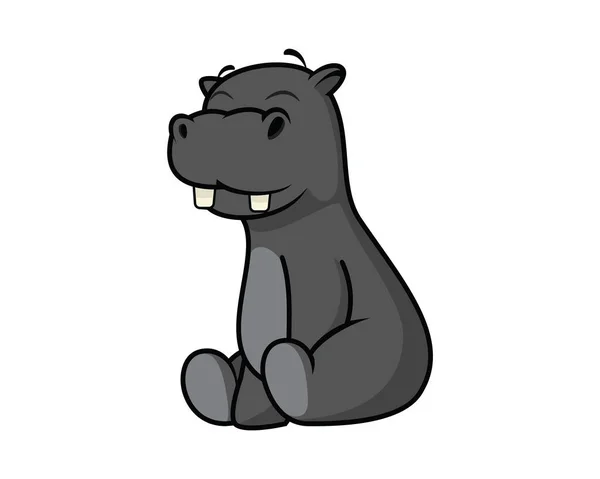Słodki Słodki Hipopotam Ilustracji Wektor — Wektor stockowy