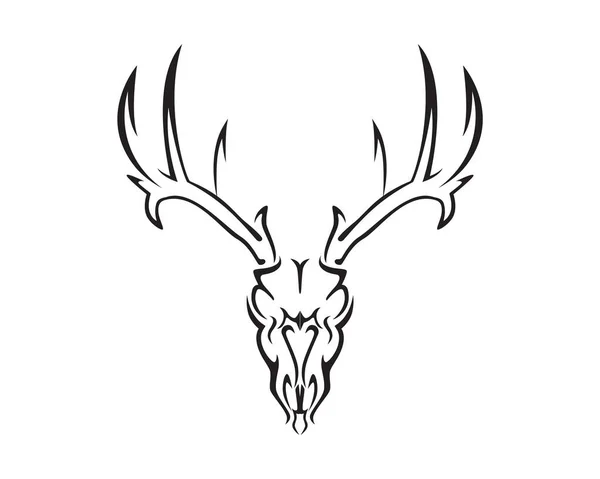 Deer Skull Illustration Silhouette Style Vector — 스톡 벡터