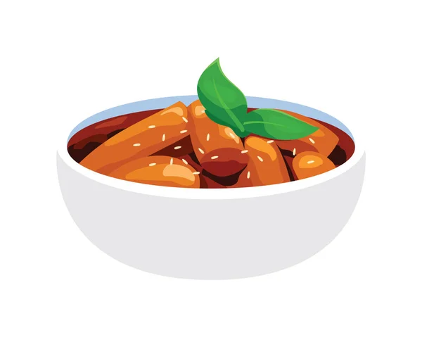 Gedetailleerde Een Schaal Van Tteokbokki Illustratie Vector — Stockvector