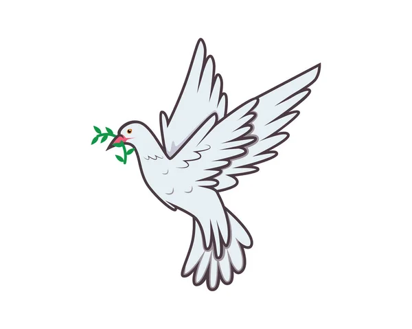 Flying Dove Carrying Green Twig Olive Peace Symbolization Διάνυσμα — Διανυσματικό Αρχείο