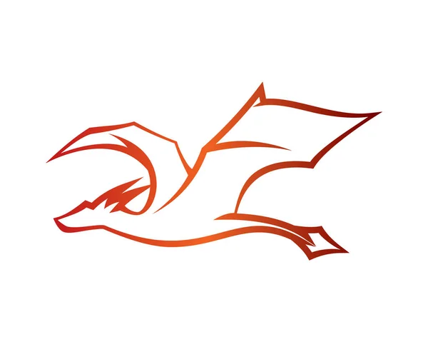 Flying Dragon Εικονογράφηση Silhouette Στυλ Διάνυσμα — Διανυσματικό Αρχείο