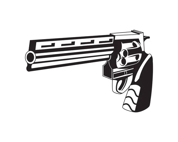 Old Antique Revolver Handgun Illustration Silhouette Style Vector — Stock Vector