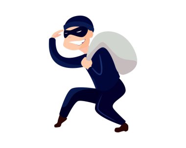 Sırıtkan Hırsız Çuval Çizim Vektörü Taşıyor