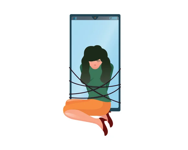 游牧民族恐惧症女孩 由Smartphone矢量提供 — 图库矢量图片