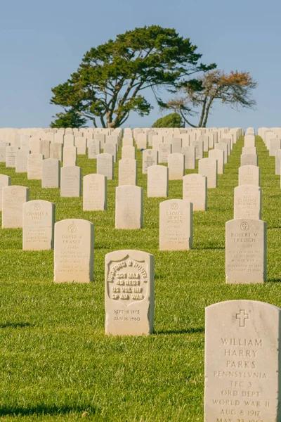 Headstones Cemitério Nacional Fort Rosecrans — Fotografia de Stock