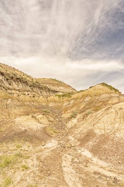 Drumheller Alberta Badland'de dikey yatay.