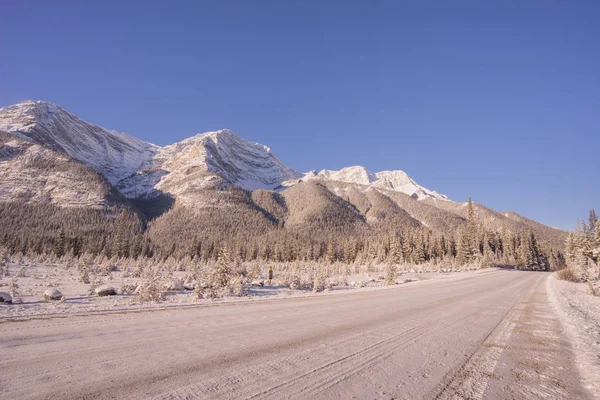 Winter Road in the Rocky Mountains — Stock Photo, Image