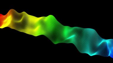 Fantastik çok renkli soyut fraktal çizgiler siyaha eğiliyor. Gökkuşağı dalgaları