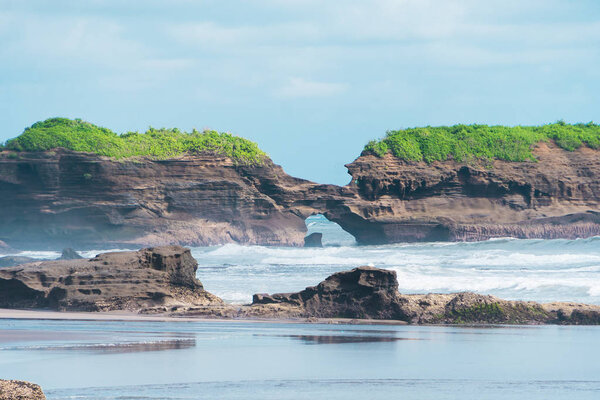 stone Islands and cliffs on the coast of the island, indonesia, bali
