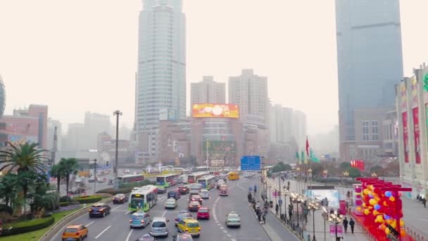Xangai, China - 15 de janeiro de 2018: China Shanghai Puxi centaral Xujiahui — Vídeo de Stock