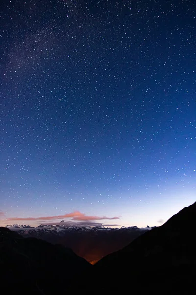 Night Landscape Wtih Star Sky Alps Mountains Switzerland Royalty Free Stock Images