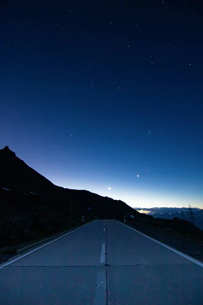 Night Landscape Wtih Star Sky Alps Mountains Switzerland Stock Image